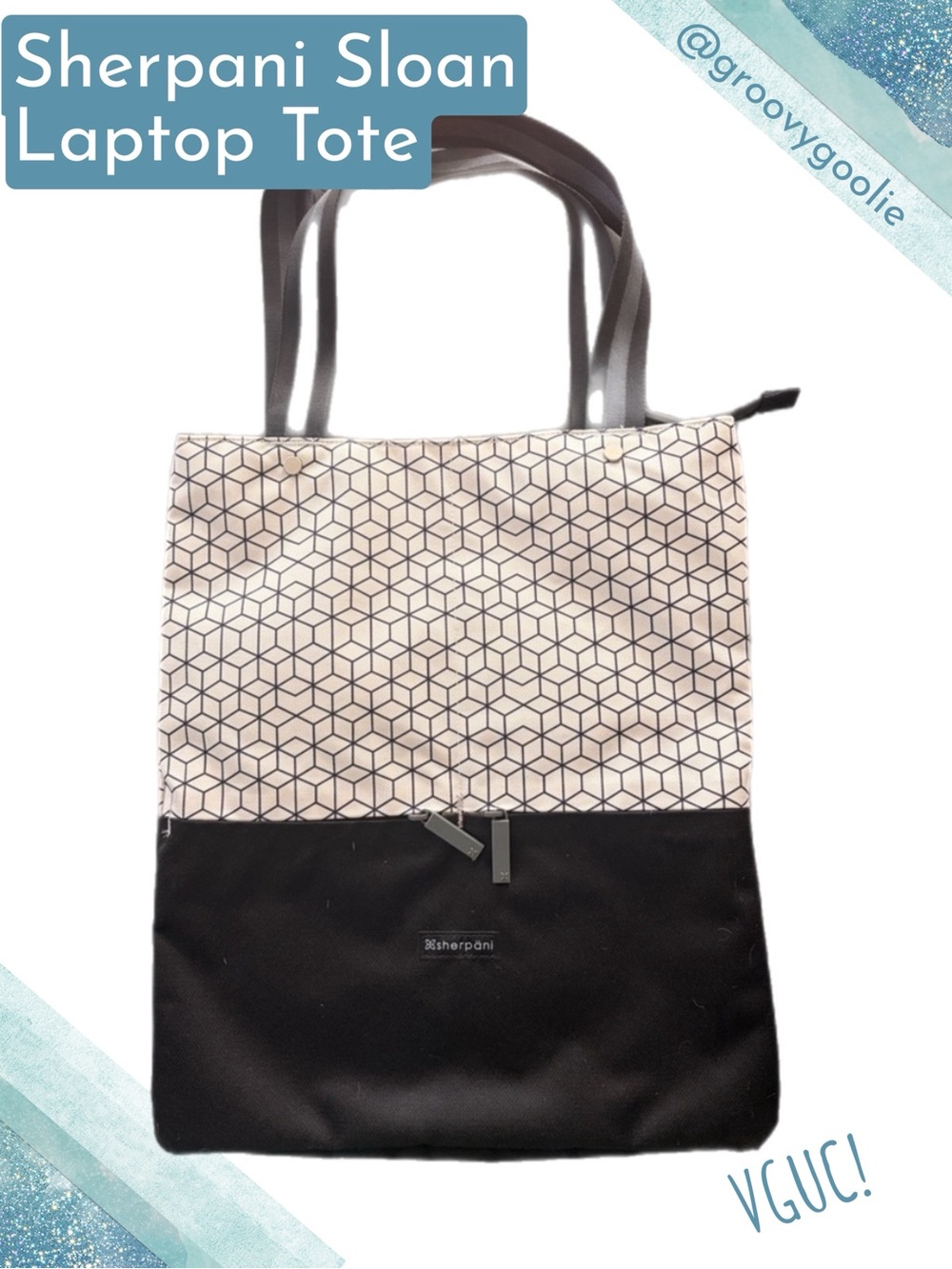 Sherpani Black and White Geometric Sloan Tote